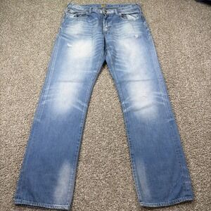PRPS Jeans Men's Light Wash Button Fly Faded Distressed 36/33 Straight Fit